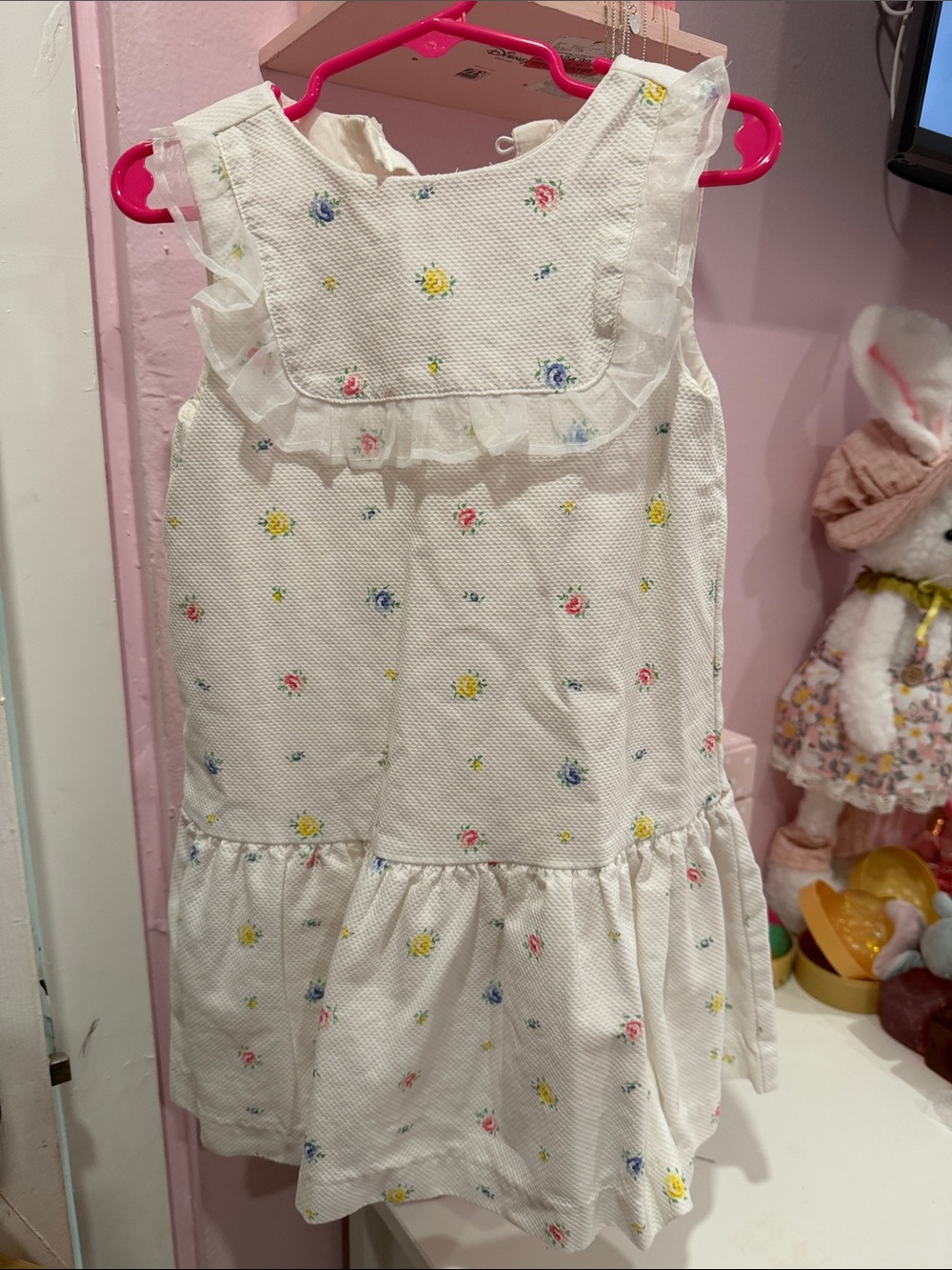 Janie and Jack White Dress with Blue & Green Floral Print